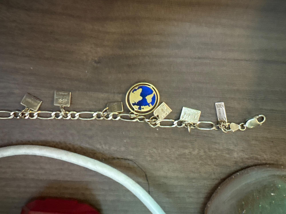 Argentina Passport Stamp Charm Mini Solid Gold - Customer Photo From Beth Wells