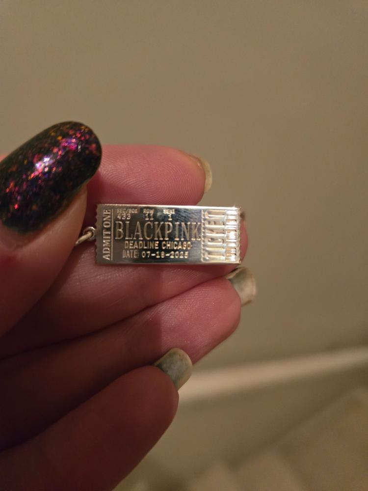 Event Ticket Customizable Charm Silver - Customer Photo From Ann Lysy