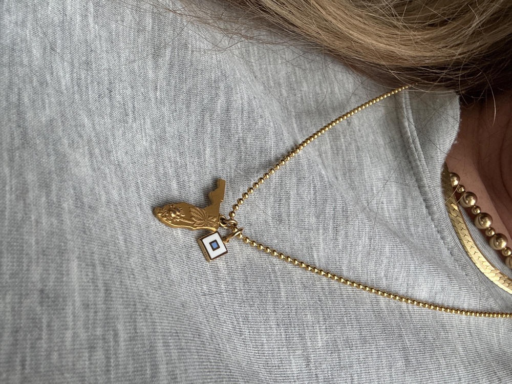 Letter M, Nautical Flag Gold Mini Charm - Customer Photo From Suzanne Bakaletz