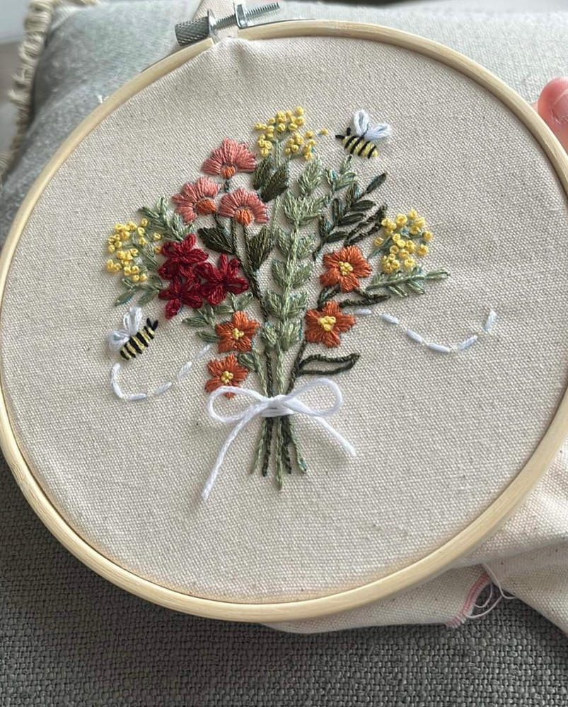 BUZZING BOUQUET Embroidery Kit - Customer Photo From Amy Schampier