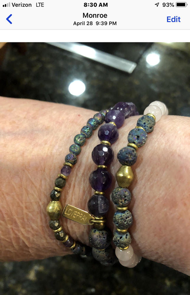 "Emotional Healing" Amethyst Essential Oil Diffuser Bracelet - Customer Photo From Shelia N.