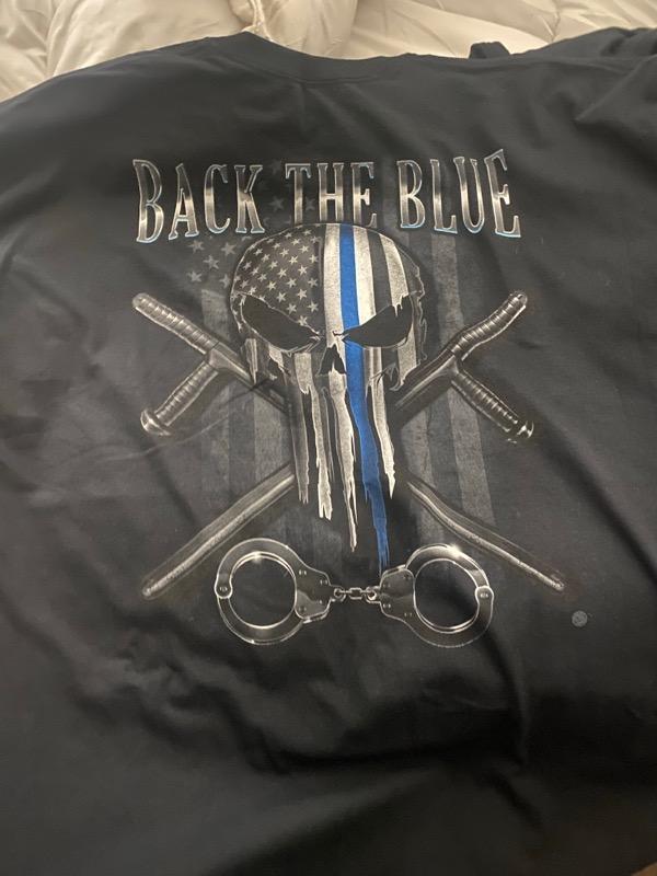 Law Enforcement Back the Blue Freedom Skull Premium T-Shirt - Customer Photo From Kimmy G.