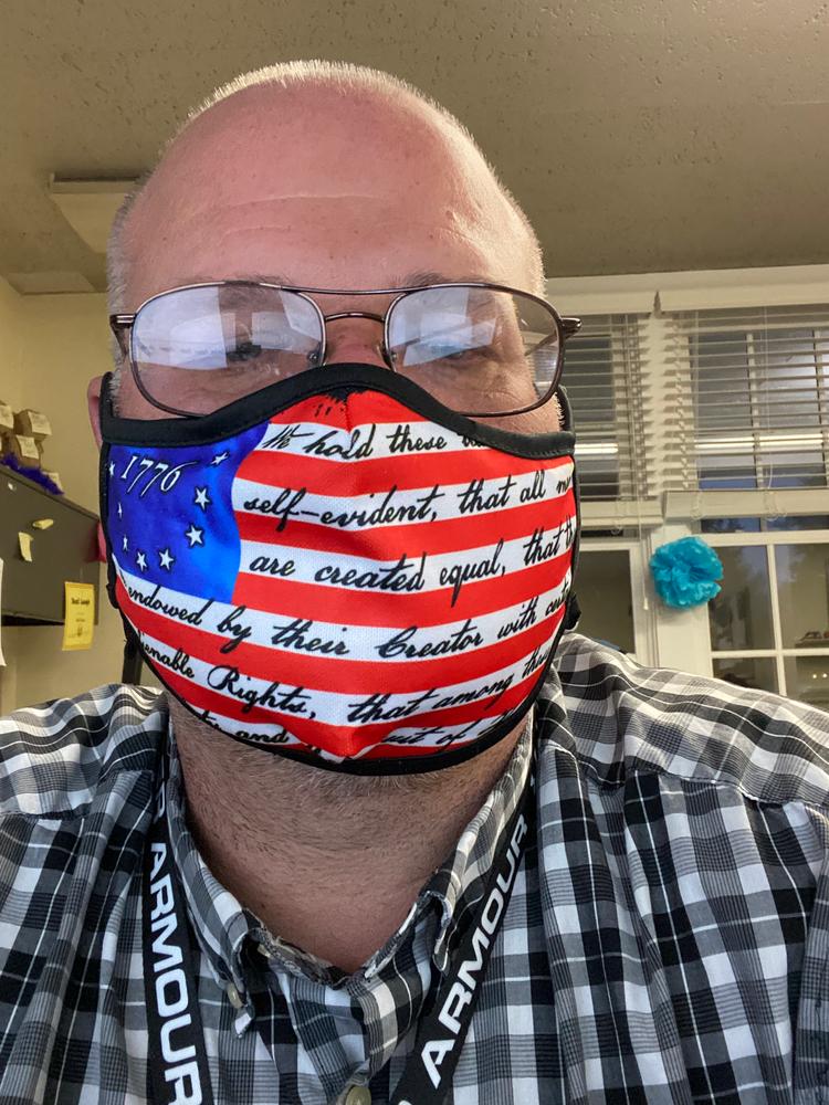 Patriotic 1776 Betsy Ross Flag Liberty and Justice For All Face Mask - Customer Photo From Charles Absher 