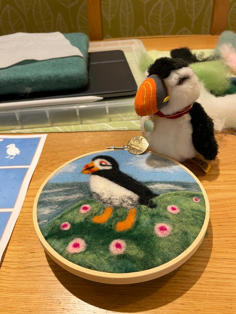 Puffin in a Hoop Needle Felting Kit - Customer Photo From Sue