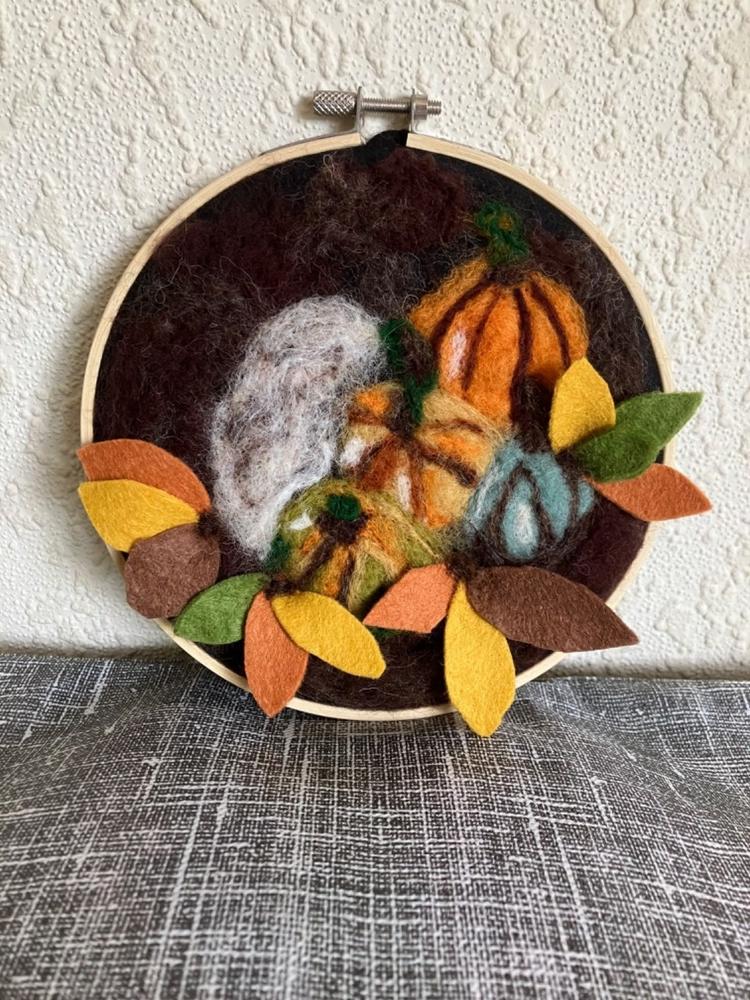 Painting with Wool Needle Felting Kit | Pumpkins in a Hoop - Customer Photo From Mrs Elaine Bissett