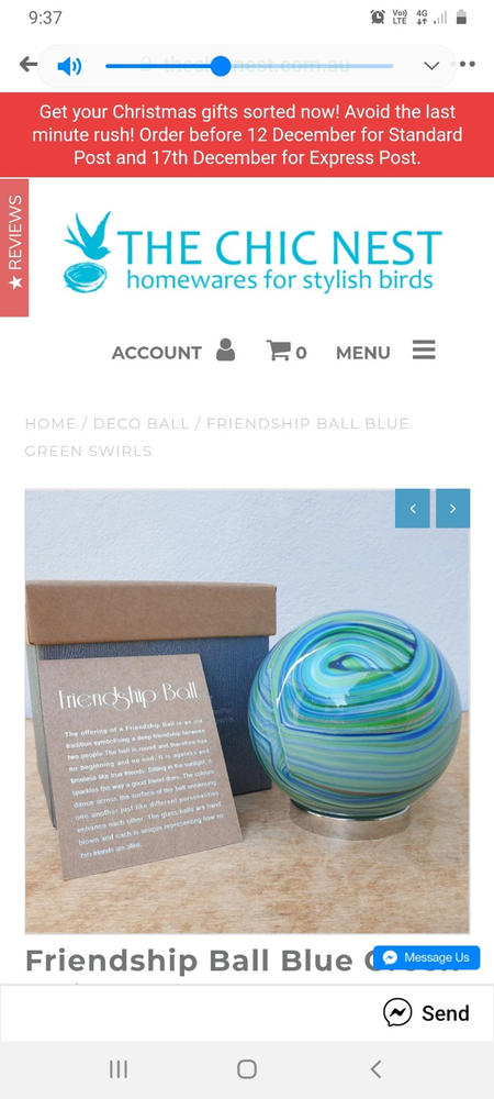 Friendship Ball Blue Green Swirls - Customer Photo From Kathleen Bagnall 