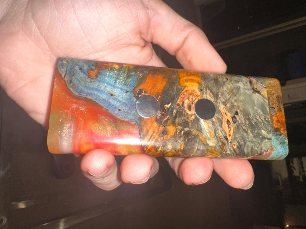 Galaxy Burl FutoStash XL G2 #3403 - Stabilized Boxelder Burl - Stores 2 Vaporizors - DynaVap Stash - Customer Photo From Blake Spence