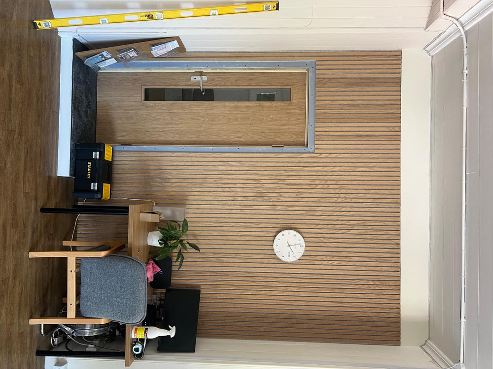 Acupanel® Contemporary Natural Oak Slat Acoustic Wood Wall Panels - Customer Photo From Stuart Paton