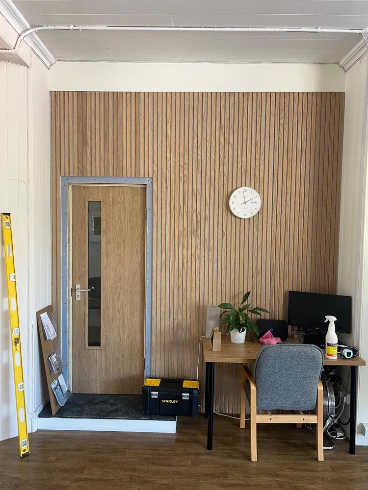Acupanel® Contemporary Natural Oak Slat Acoustic Wood Wall Panels - Customer Photo From Stuart Paton