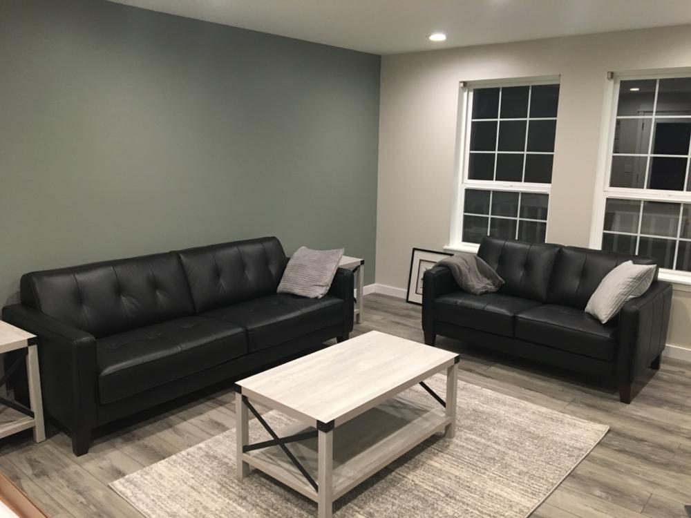 Gregata Leather Sofa Black Dania Furniture