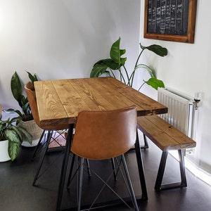 Rustic Dining Table Set - Thin Trapezium Legs - Customer Photo From Mysha