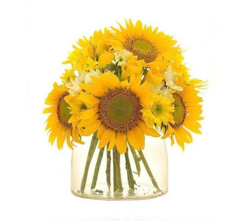 Sunflower Yellow And With White Daisies in Vase - Customer Photo From Dessy Untono