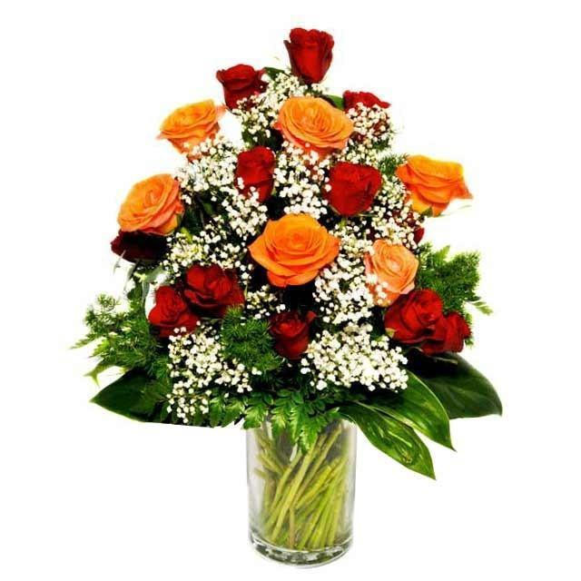 18 Red And Orange Roses in Vase - Customer Photo From Celline Vina