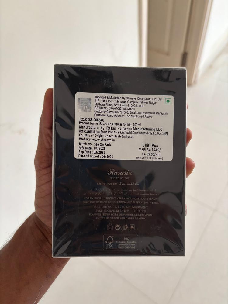 Rasasi Hawas Eau de Parfum for Men - Customer Photo From Anvesh