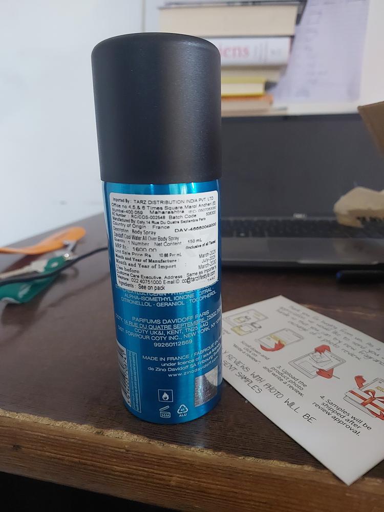 Davidoff Cool Water Body Spray for Men - Customer Photo From Jenish Jindal