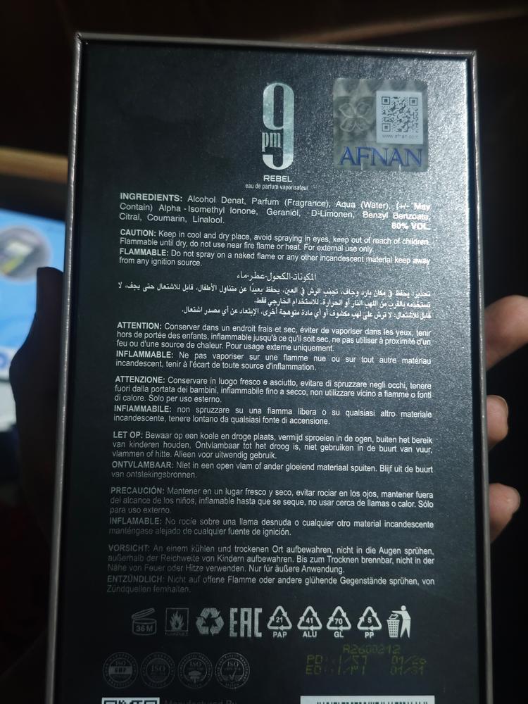 Afnan 9PM Rebel Eau de Parfum for Men - Customer Photo From Zahil K P