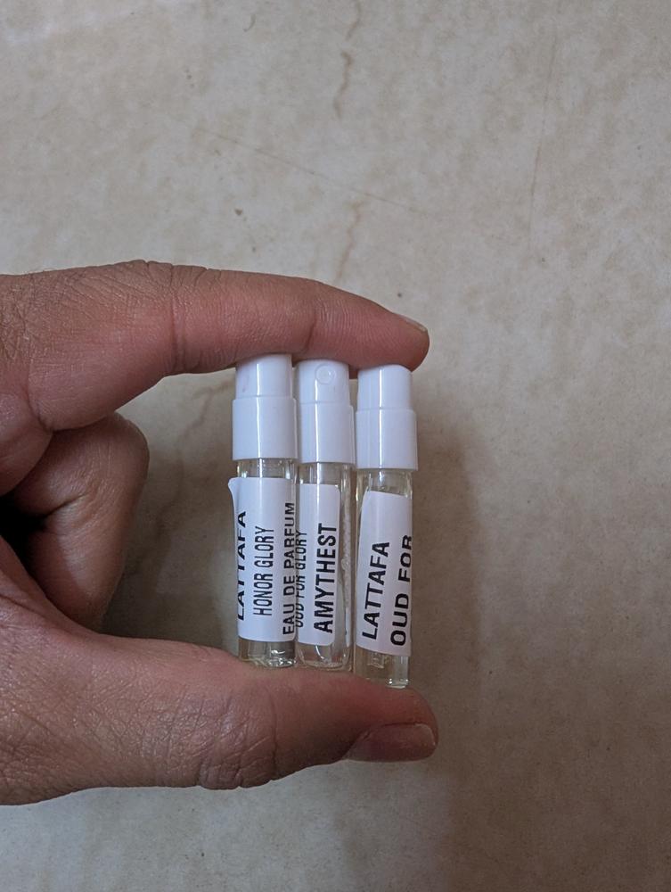 Lattafa Badee Sampling Set ( Oud for Glory, Amythest, Honor & Glory) 3 x 1ml - Customer Photo From Harsh Nagra