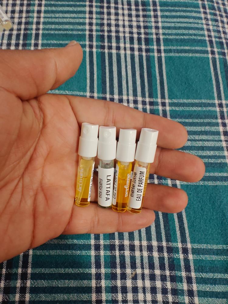 Lattafa Badee Sampling Set ( Oud for Glory, Amythest, Honor & Glory) 3 x 1ml - Customer Photo From Aniket Umaji Sonawane