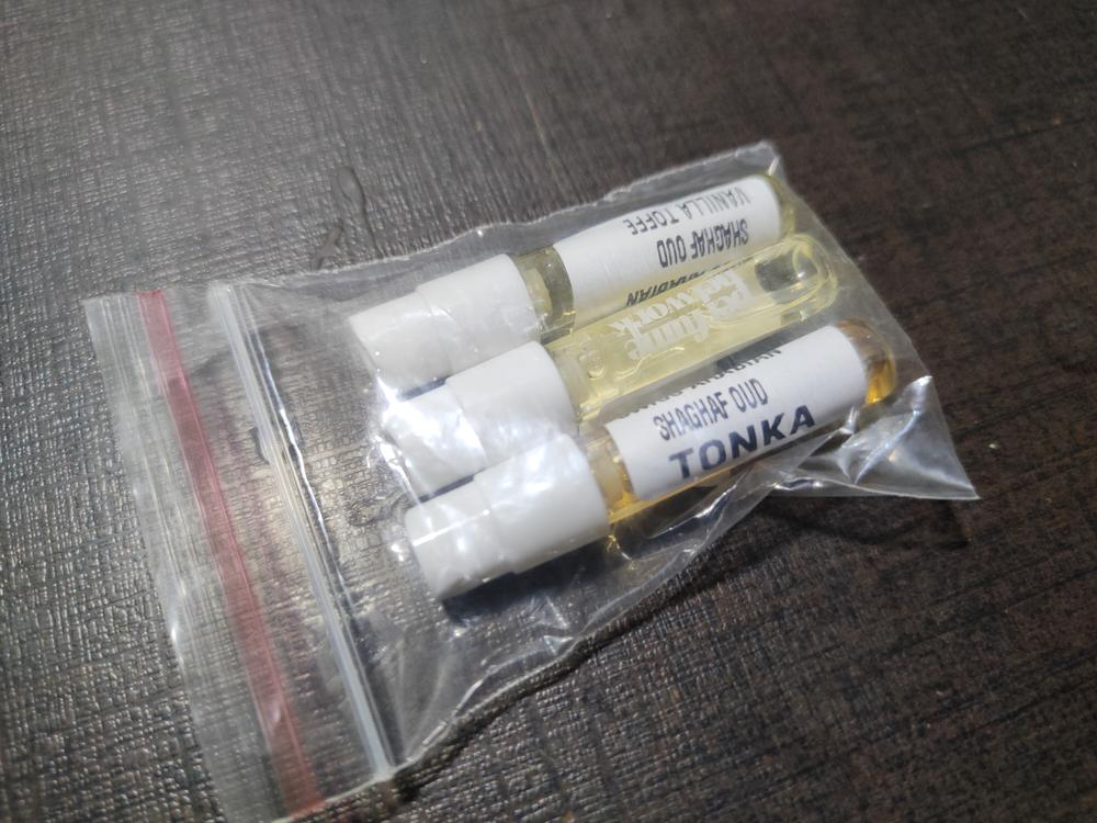 Swiss Arabian Shagaf Sampling Set ( Oud, Vanilla Toffee, Oud Tonka) 3 x 1ml - Customer Photo From Sainath Habib