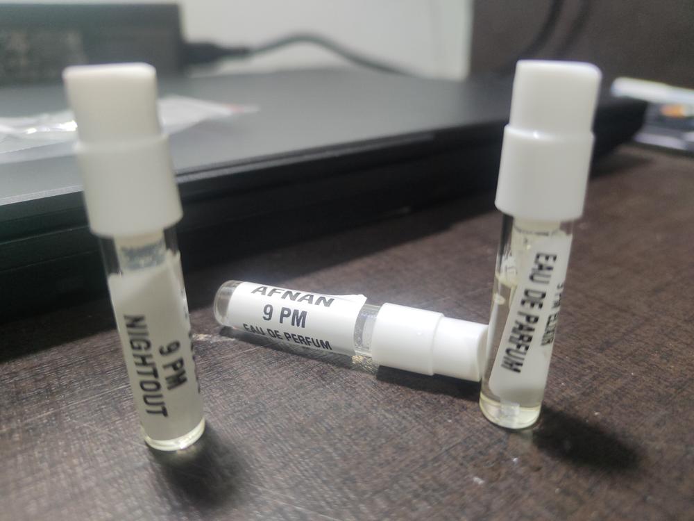 9 PM Sampling Set (9PM, Elixir, Nightout) 3 x 1ml - Customer Photo From Sainath Habib