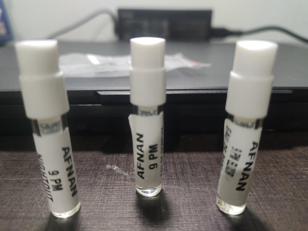 9 PM Sampling Set (9PM, Elixir, Nightout) 3 x 1ml - Customer Photo From Sainath Habib