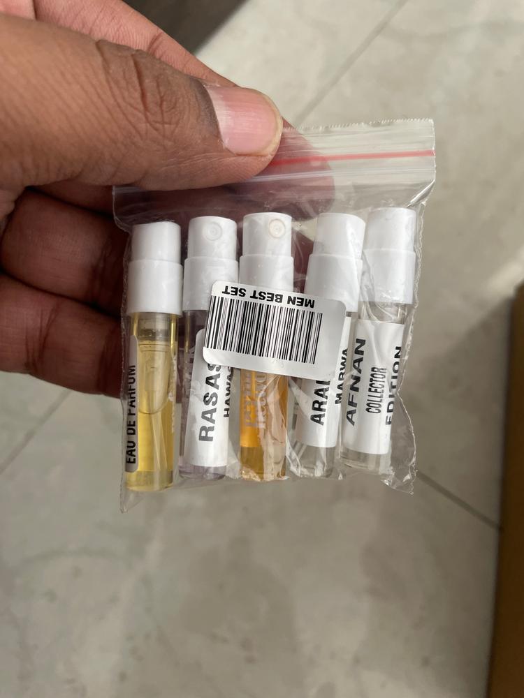 Best of Middle East Sampling Set( Hawas, Liquid Brun, Marwa, Khamrah Qahwa, Collector Edition) 5 x 1ml - Customer Photo From Abhijit Aghao