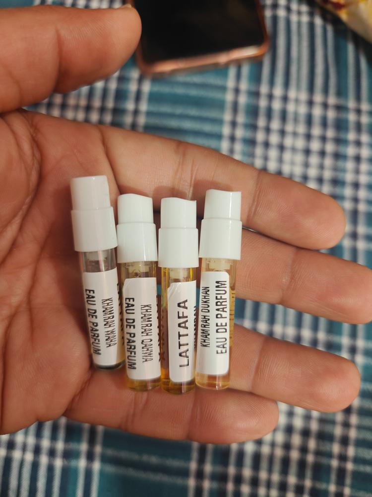 Khamrah Sampling Set( Waha, Khamrah, Qahwa, Dukhan) 4 x 1ml - Customer Photo From Aniket Umaji Sonawane