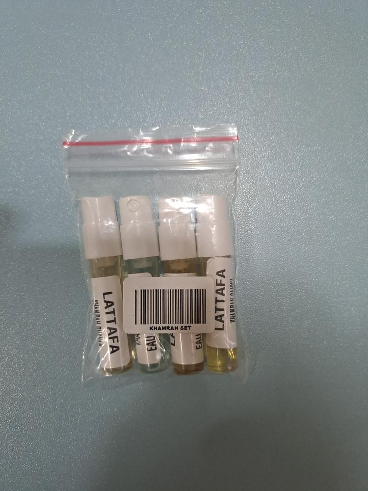 Khamrah Sampling Set( Waha, Khamrah, Qahwa, Dukhan) 4 x 1ml - Customer Photo From Yash 