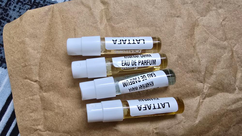Khamrah Sampling Set( Waha, Khamrah, Qahwa, Dukhan) 4 x 1ml - Customer Photo From Satish