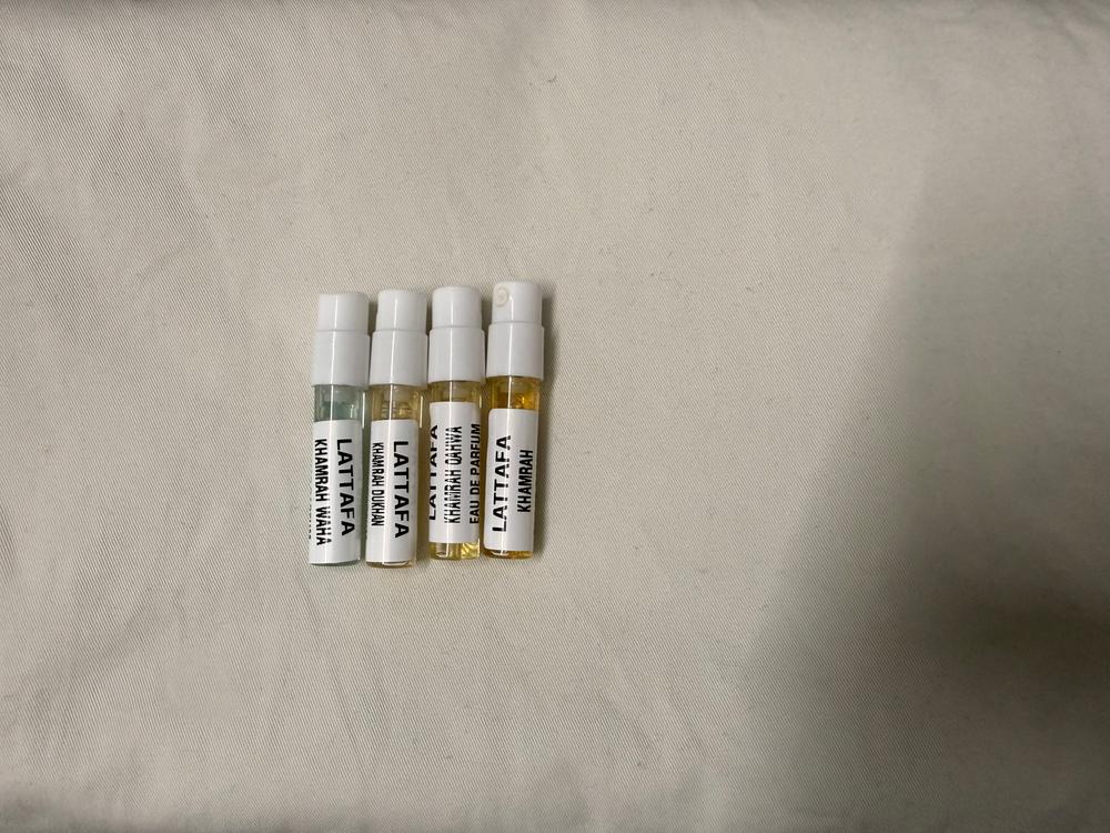 Khamrah Sampling Set( Waha, Khamrah, Qahwa, Dukhan) 4 x 1ml - Customer Photo From Vaisakh KP