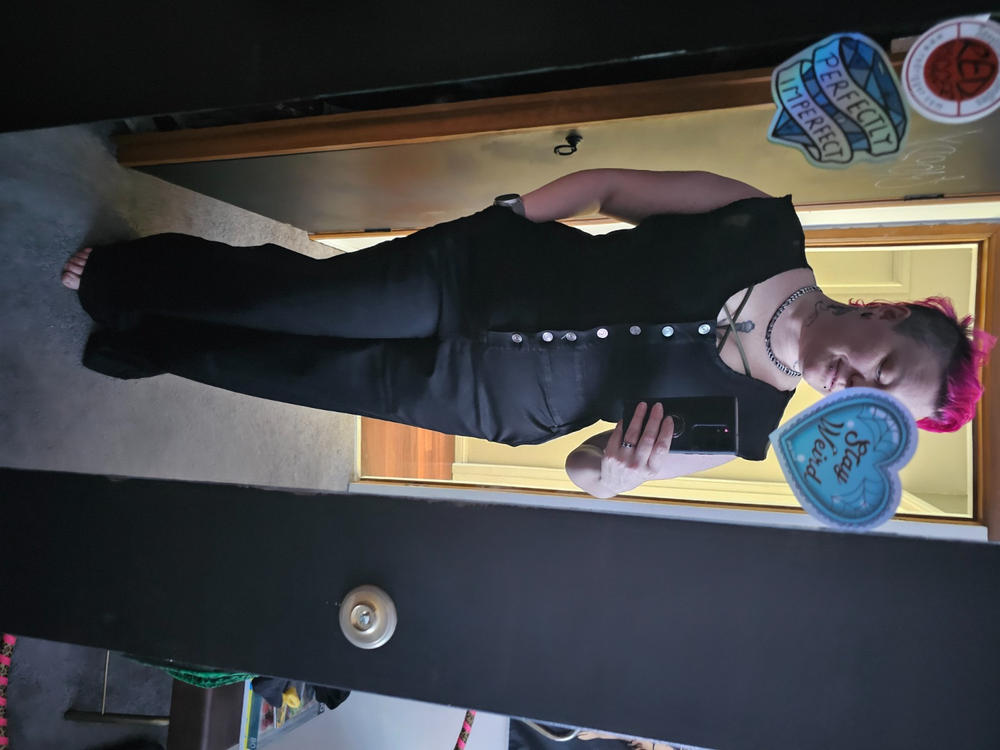 Shaper Denim Jumpsuit Wide Leg (Long/Tall) - Black (PRE-ORDER) - Customer Photo From Emma I.