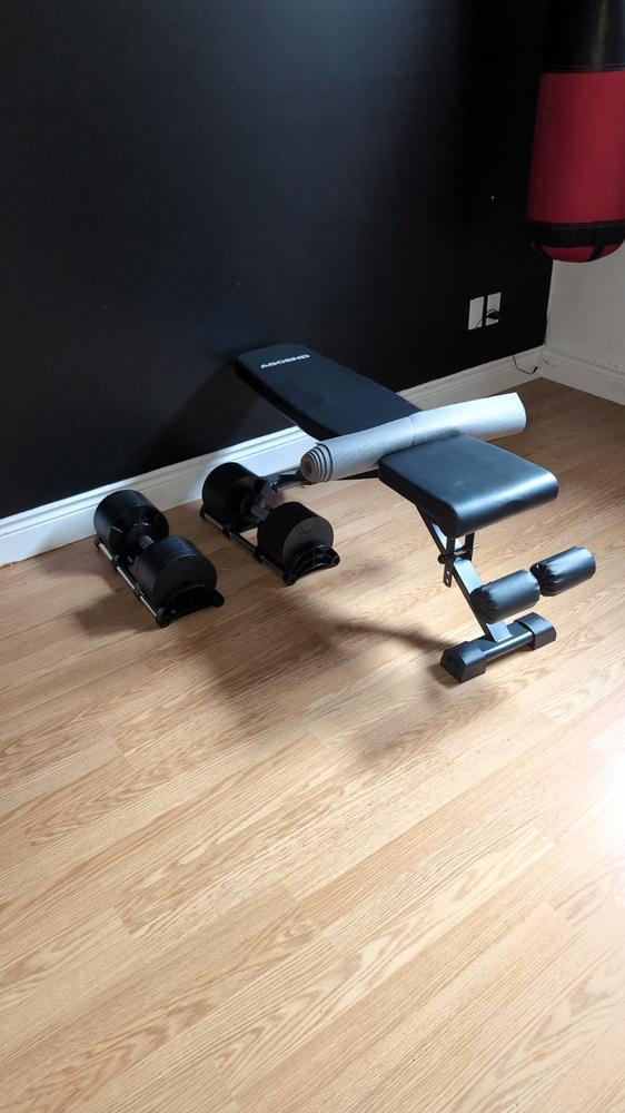 Bundle: Nuo Style Dumbbells (5 - 70 lb or 7.5-90 lb) & Bench - Customer Photo From Sebastien Cote