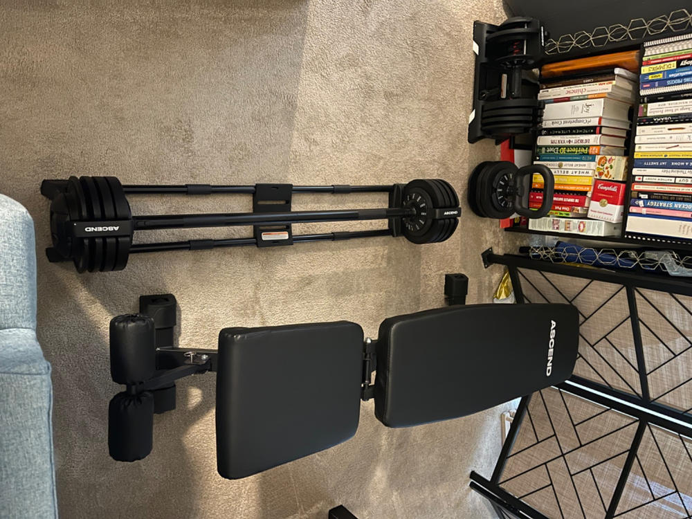 Bundle:  Ascend 3-in-1 Adjustable Dumbbells (7 to 52.5 lb) & Bench - Customer Photo From Julie Beauregard