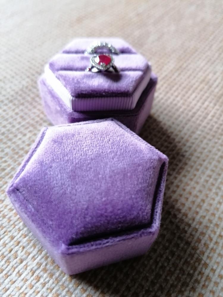 Lilac Velvet Ring Box - Customer Photo From Catherine Punch Cousins