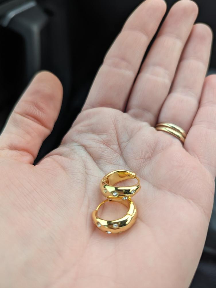 Diamond Stud Hoops (Gold) - Customer Photo From Kate Houlihan