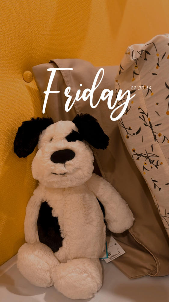 Jellycat Bashful Black & Cream Puppy Plushie | Free Delivery