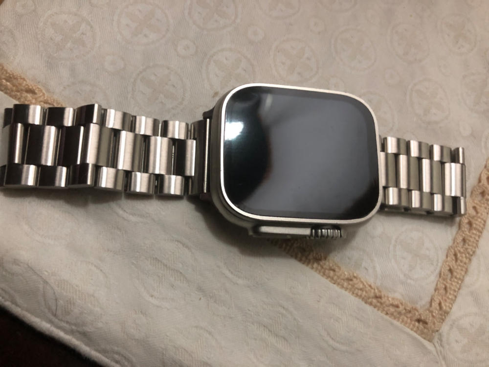 42mm-44mm-45mm Apple Watch Stainless Steel Chain Strap with Folding Clasp - Silver - Customer Photo From Omer 