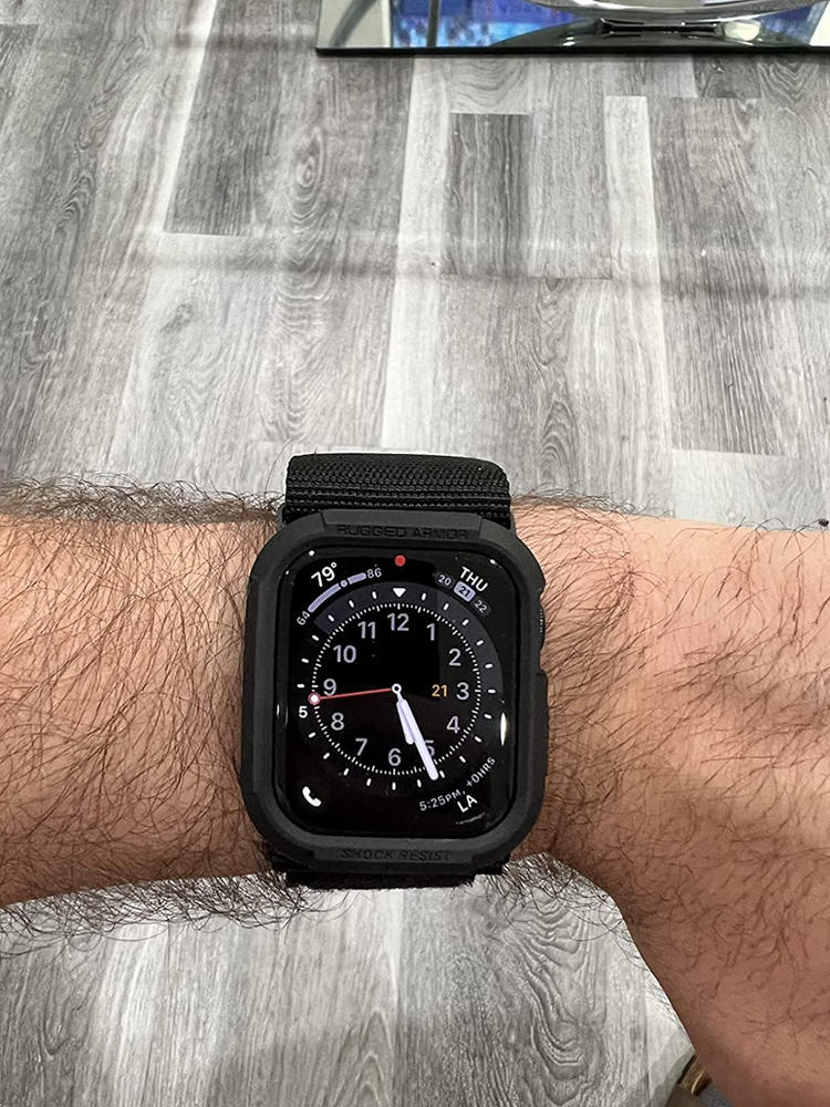 Spigen 45mm/44mm Rugged Armor Protector Compatible with Apple Watch Case Series 7/6/SE/5/4 - Black - Customer Photo From Yasir J.