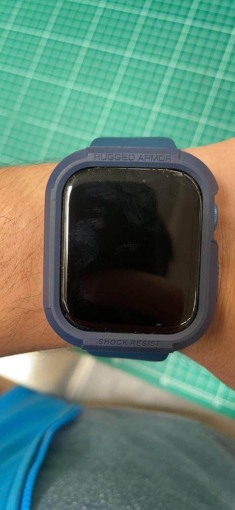 Spigen 45mm/44mm Rugged Armor Protector Compatible with Apple Watch Case Series 7/6/SE/5/4 - Blue - Customer Photo From Mutahir 