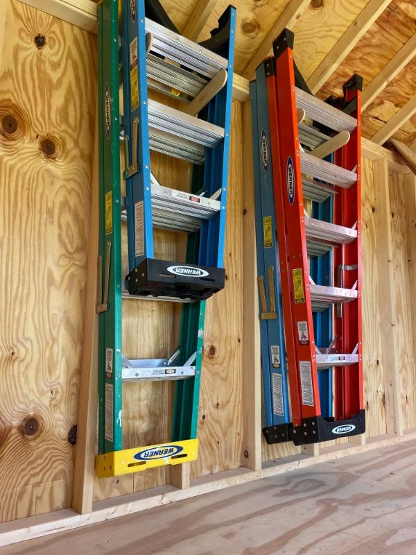 Step Ladder Organizer, Shed Storage System, Yard Tool Organizer, Garden tool rack, Shed Tool Rack - Customer Photo From Robin