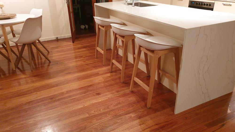 Brodi Solid Oak Bar Stool in White - Customer Photo From Gina ONeill