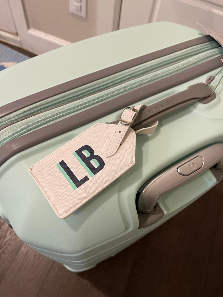 Single Initial Monogram Pink Luggage Tag