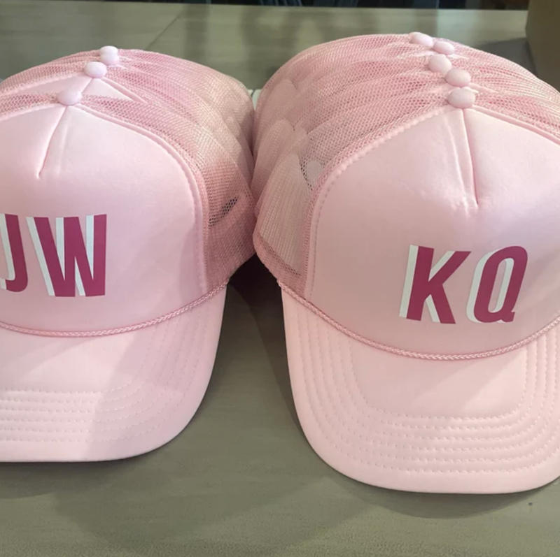 Monogrammed Trucker Hat - Sprinkled With Pink