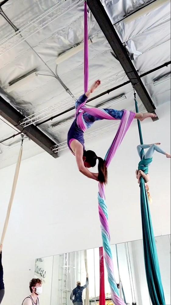 Ombre Aerial Silks Set with All Hardware - Customer Photo From Joanne Lantz