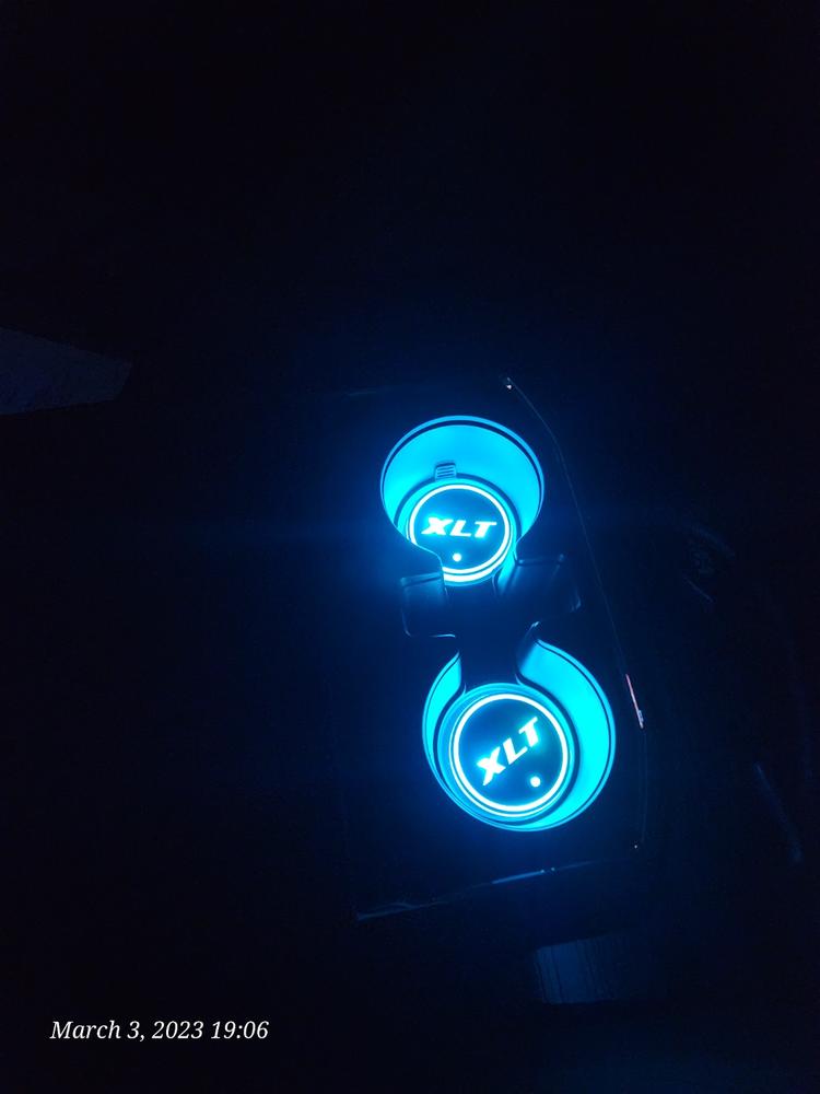 2015 - 2020 F150 LED RGB Cup Holder Coaster Light Kit - Customer Photo From Greg K.