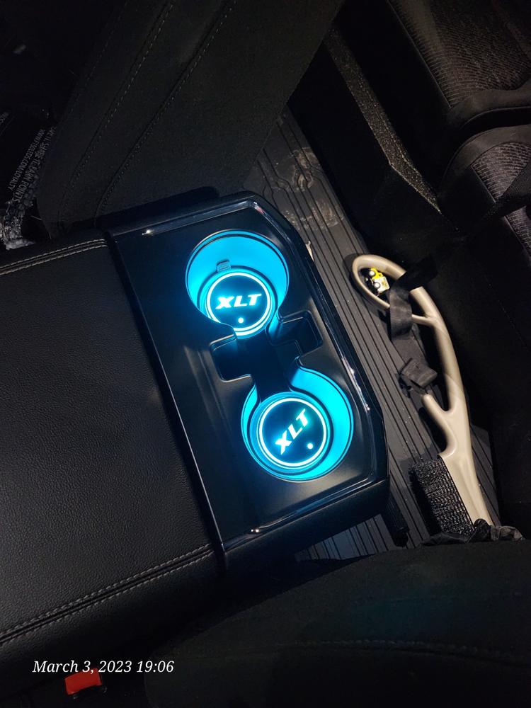 2015 - 2020 F150 LED RGB Cup Holder Coaster Light Kit - Customer Photo From Greg K.