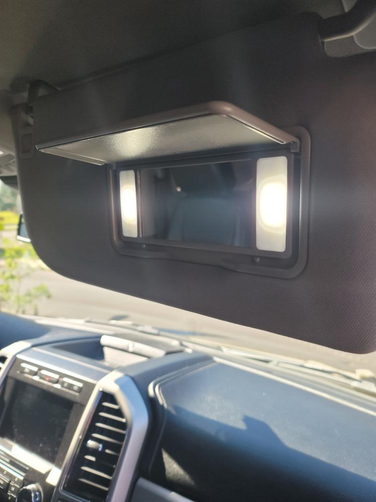 2017 - 2018 F250 Super Duty Front Interior Vanity Mirror LED Light Kit - Customer Photo From James R.
