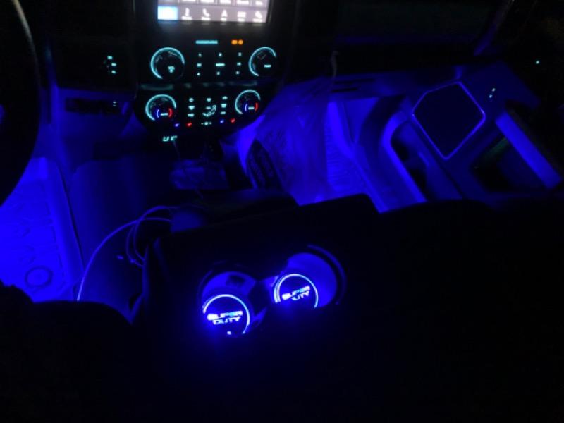 2017 - 2022 F250 Super Duty LED Cup Holder Coaster Kit - Customer Photo From Barry M.