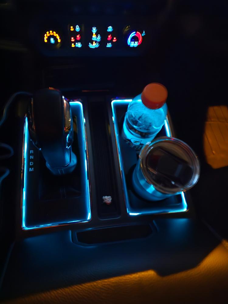 2015 - 2020 F150 Interior Cup Holder Ring Light Kit - Customer Photo From Kyle M.