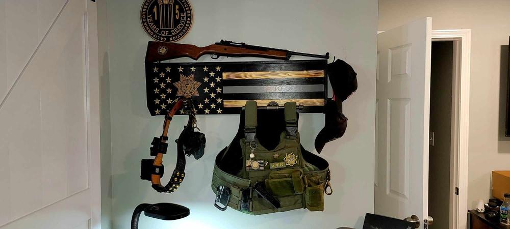 Thin Silver Line Correctional Officer Gear Rack - Customer Photo From Andrea Otto